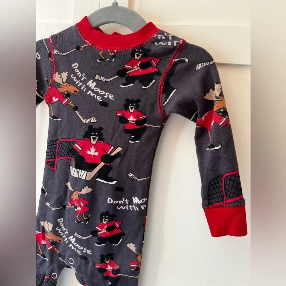 Lazy One Baby Don’t‎ Moose With Me One Piece Flapjack Pajamas Size 6 Months